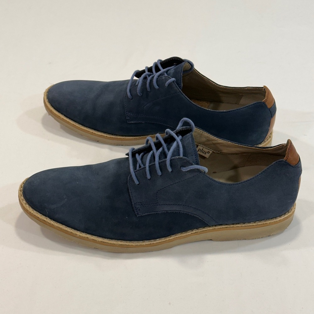 Clarks Tor England Oxford Shoes Mens 12 Navy Blue Nubuck Leather Heel Casual